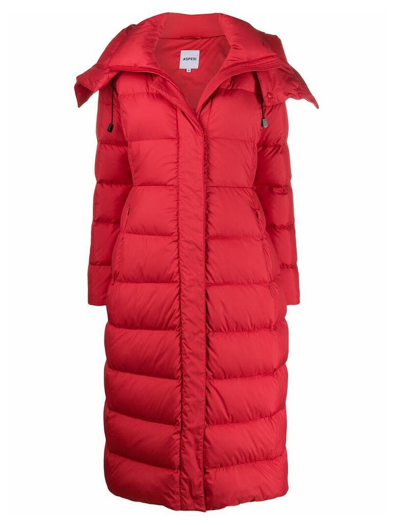 Aspesi long hooded down coat - Red