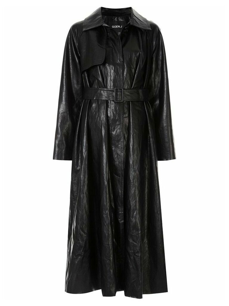 Goen.J vintage croc-effect trench coat - Black