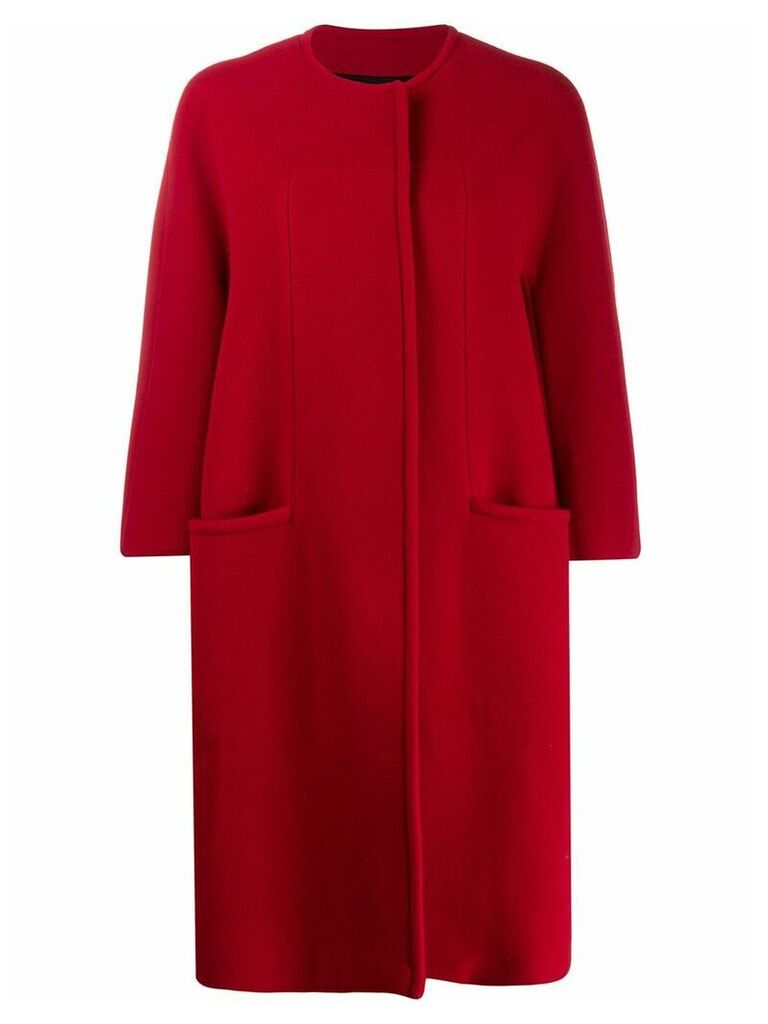 Gianluca Capannolo collarless cocoon coat - Red