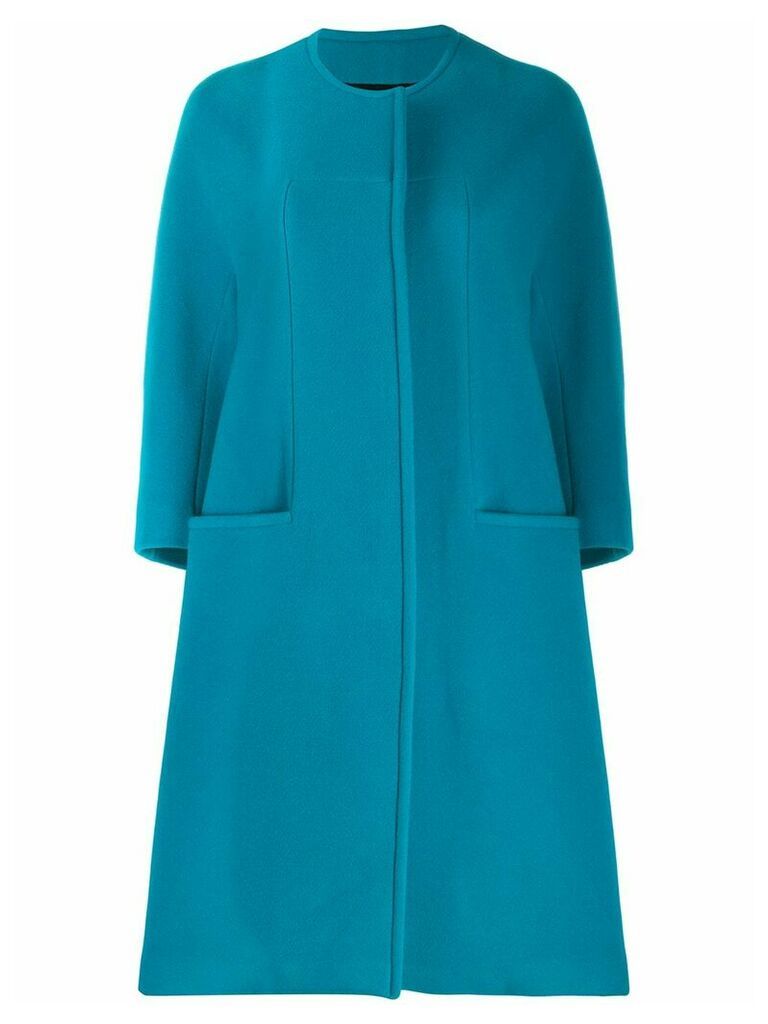Gianluca Capannolo collarless cocoon coat - Blue