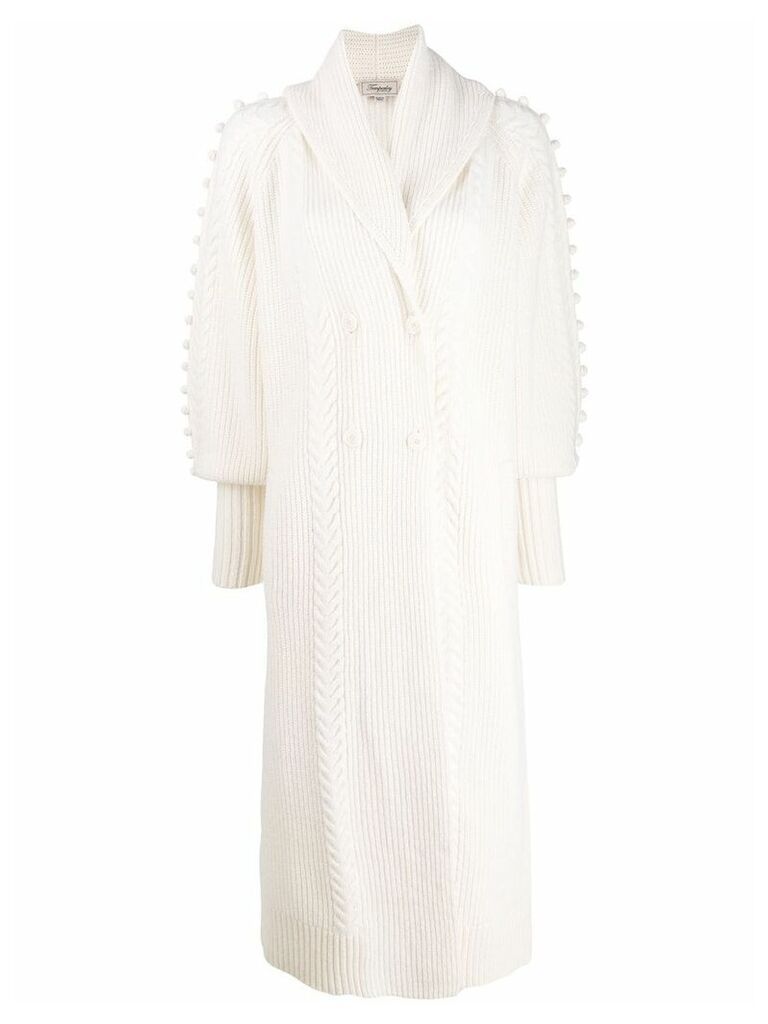 Temperley London Chrissie cable-knit cardi-coat - White