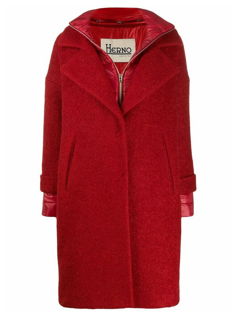 Herno layer effect notched lapels coat - Red