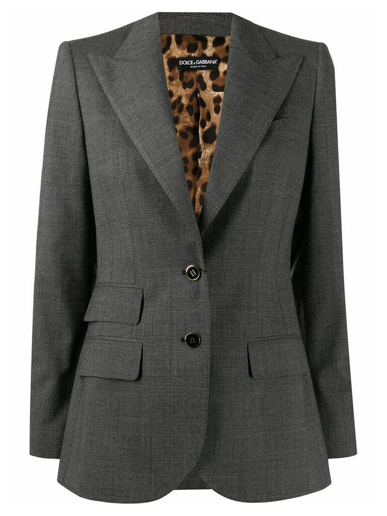 Dolce & Gabbana single breasted leopard print lining blazer - Grey