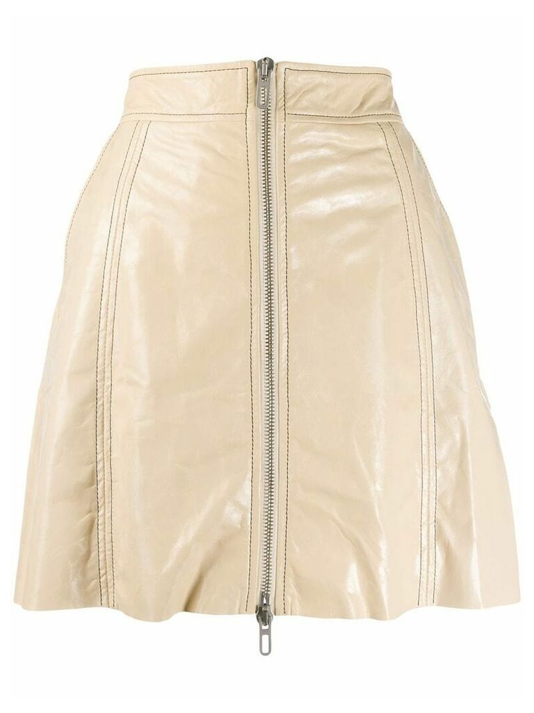 Drome zipped leather a-line skirt - Neutrals