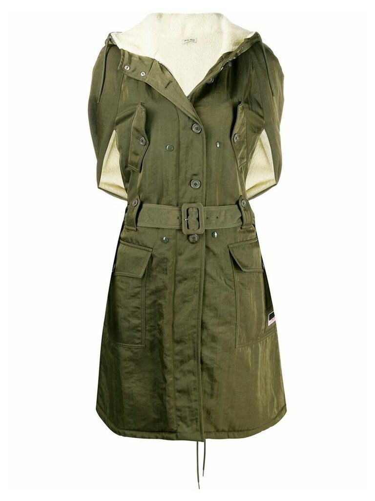Miu Miu short sleeved belted trench coat - Green