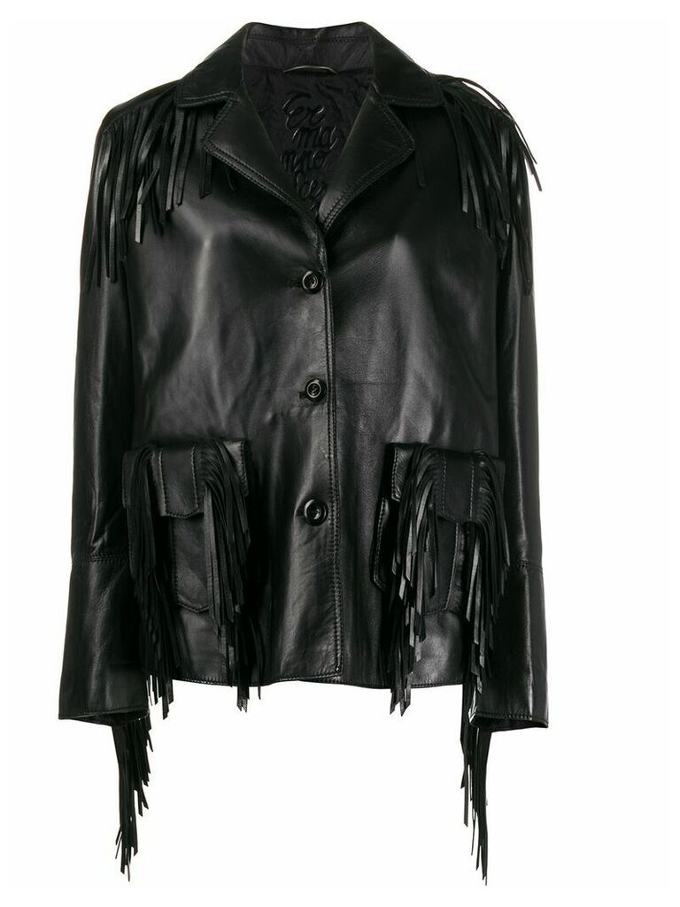 Ermanno Scervino fringed leather coat - Black