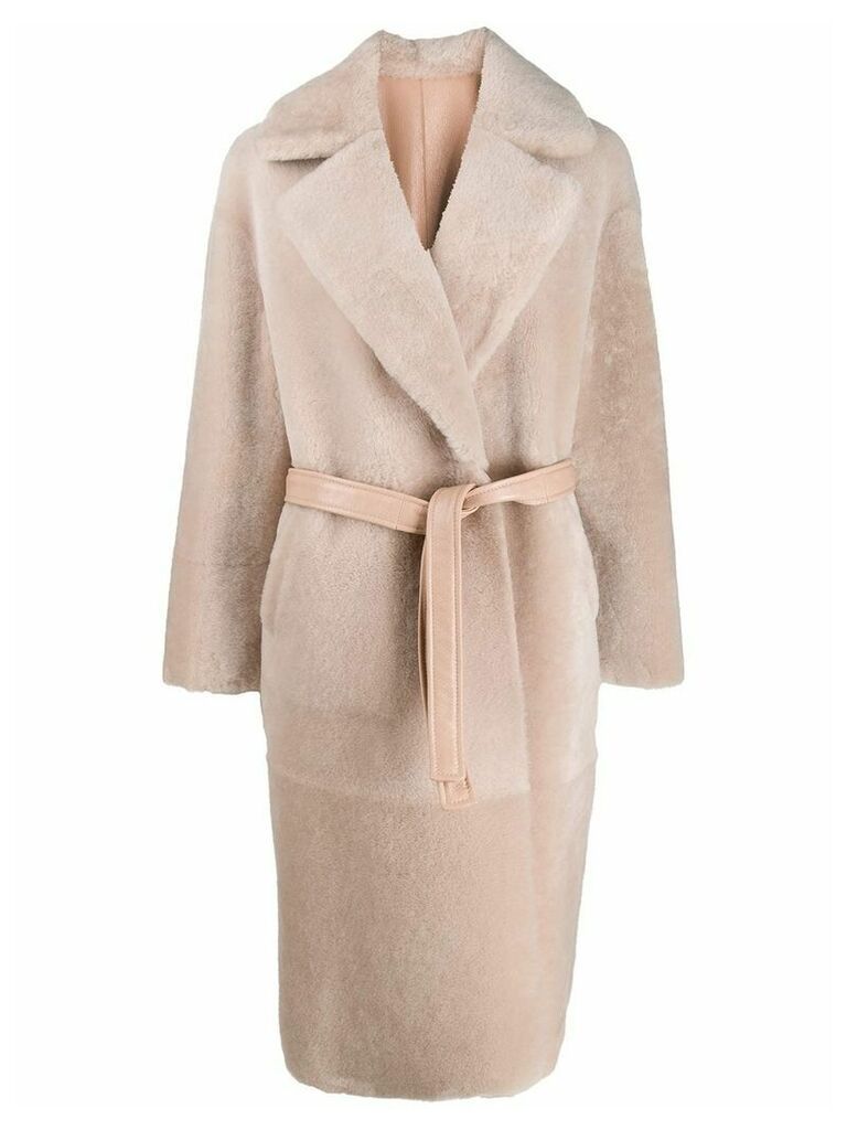 Blancha belted double-breasted coat - PINK