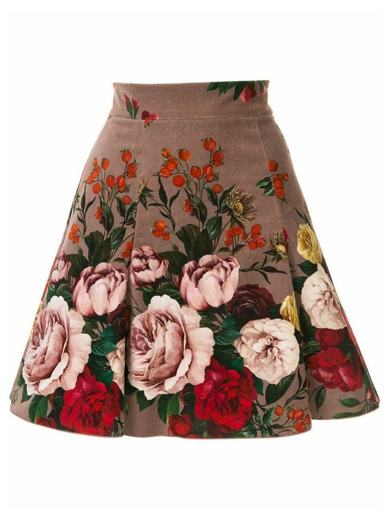 Dolce & Gabbana floral-print A-line skirt - PURPLE