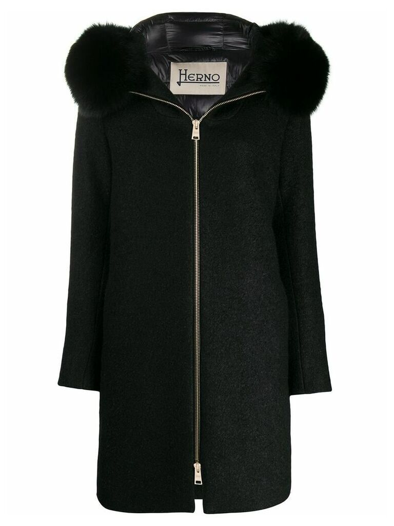Herno hooded felt coat - Black