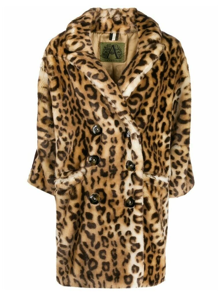 Alessandra Chamonix leopard oversized double-breasted coat - Brown