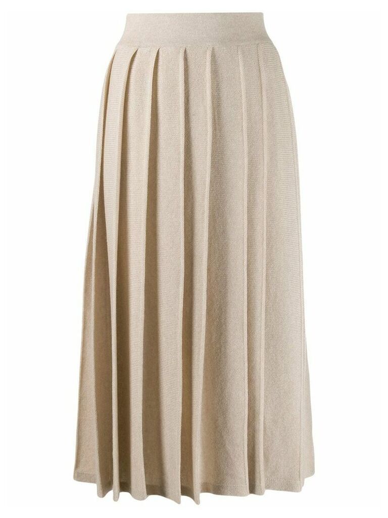 Agnona cashmere knitted pleated skirt - NEUTRALS