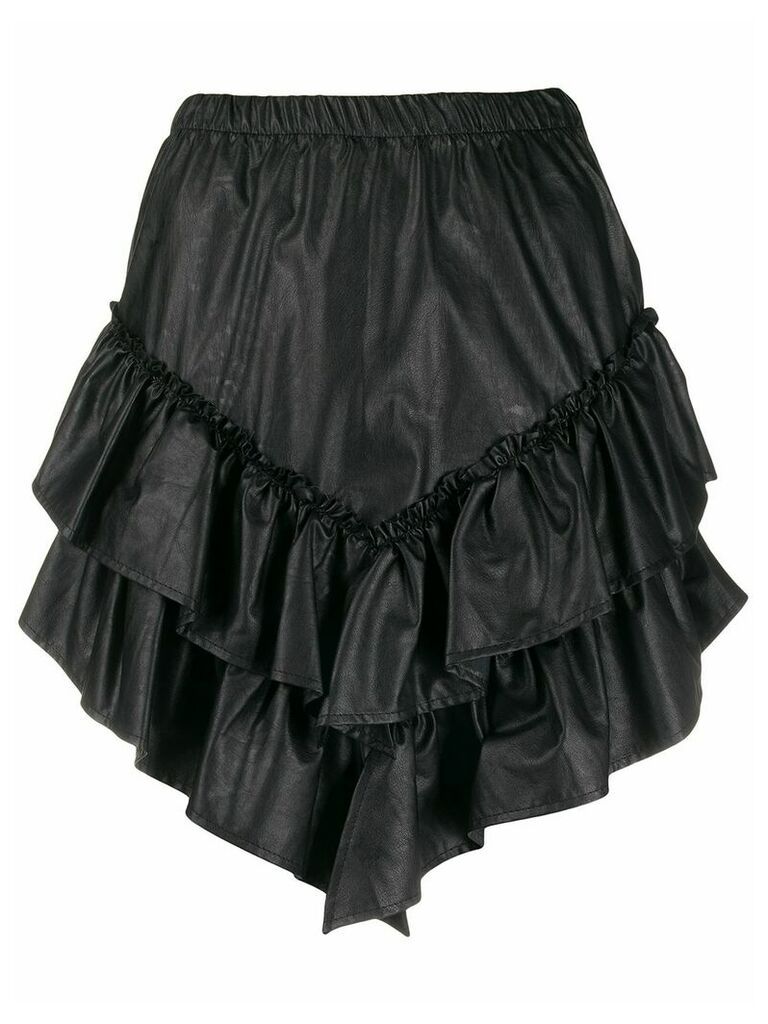 SO ALLURE asymmetric tiered short skirt - Black