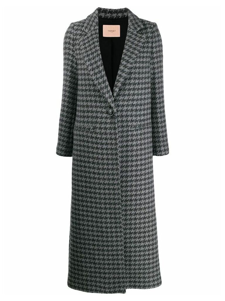 Twin-Set houndstooth single breasted coat - Grey