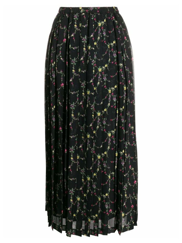 Junya Watanabe floral-print pleated skirt - Black