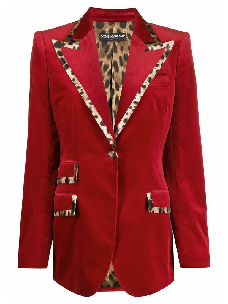 Dolce & Gabbana leopard print trimmed blazer - Red
