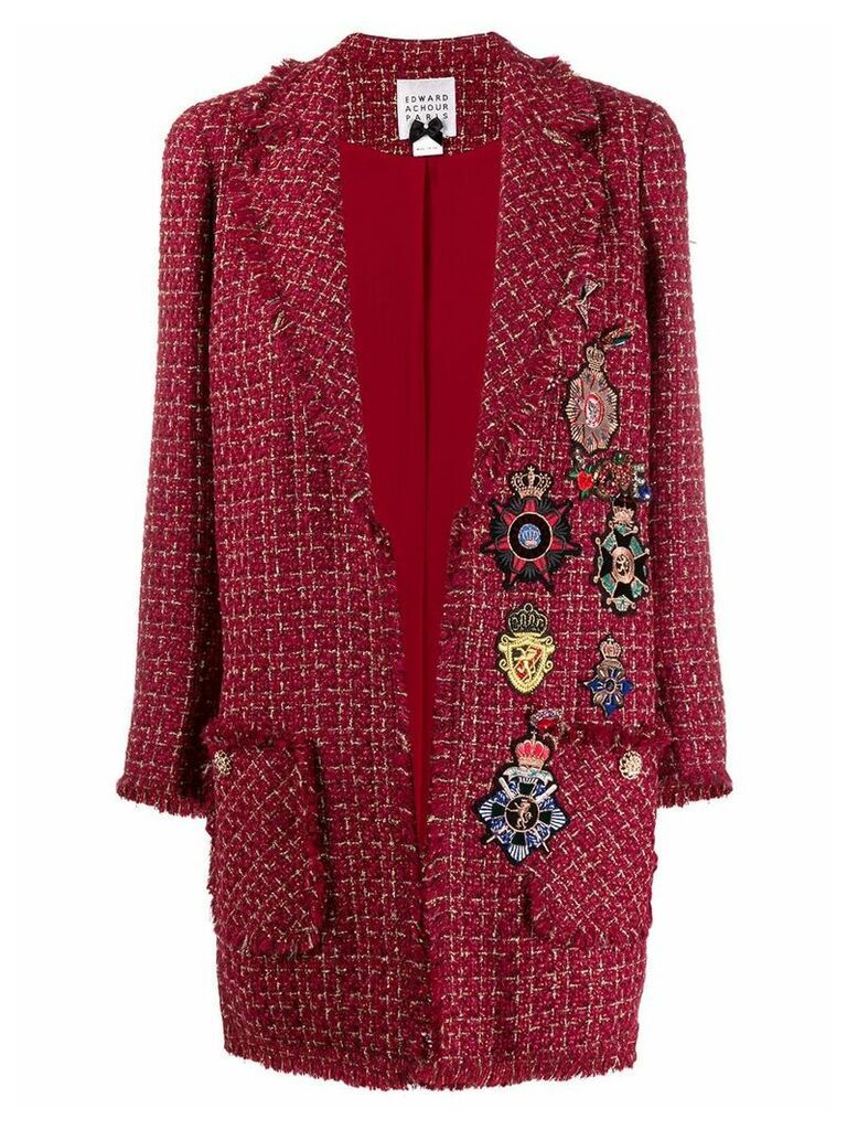 Edward Achour Paris metallic-thread tweed coat - Red