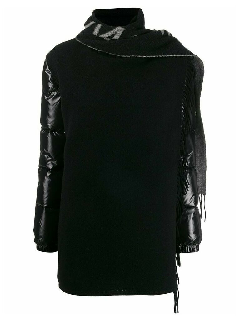 Moncler scarf-layered padded coat - Black