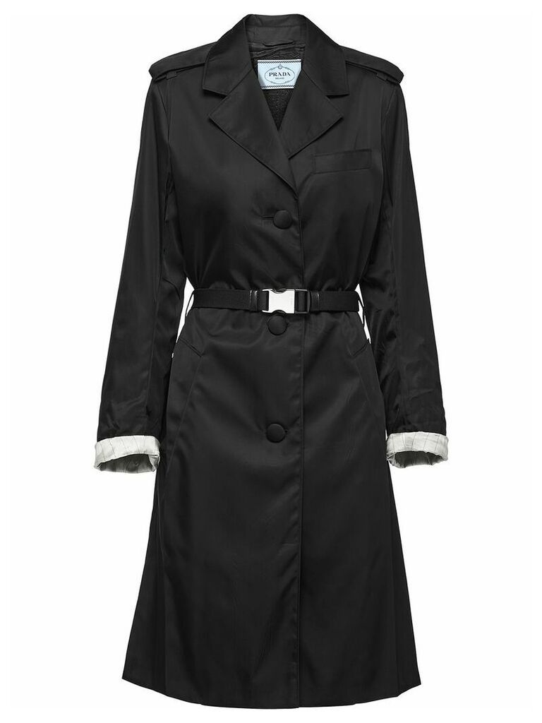 Prada buckled nylon gabardine coat - Black