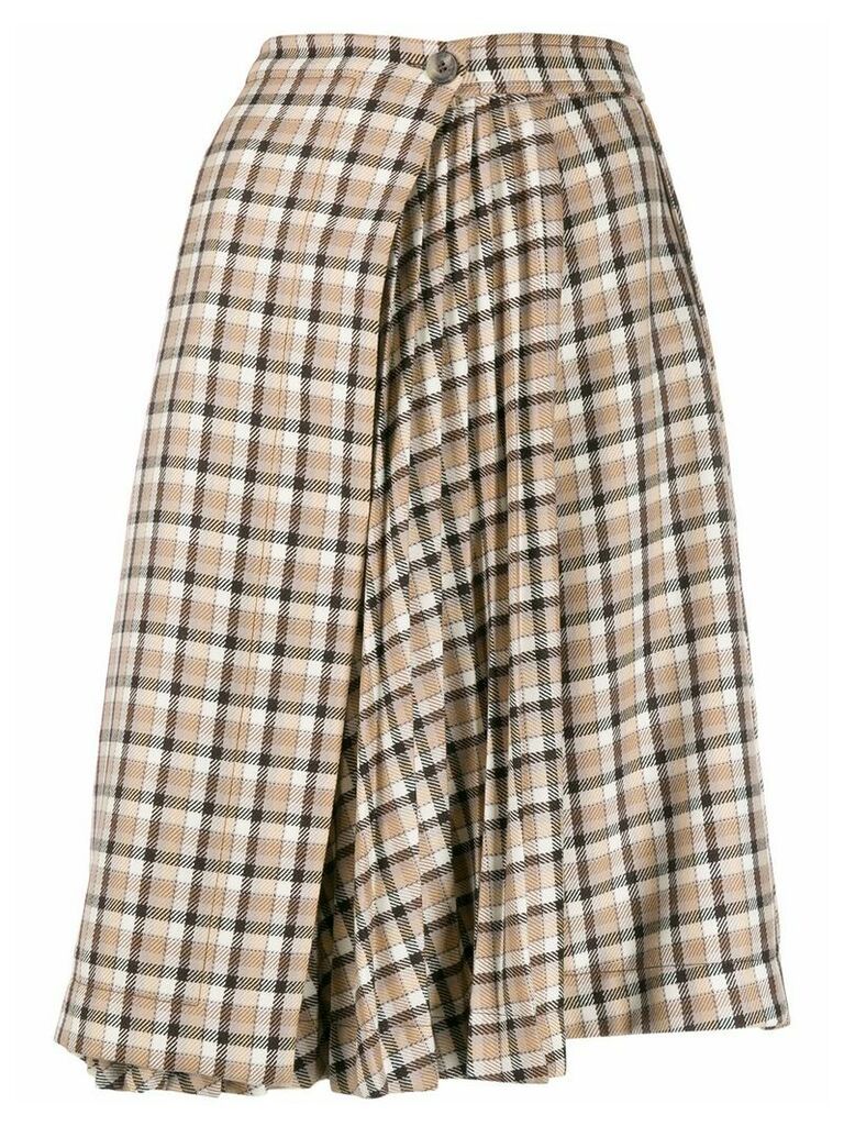Paco Rabanne checked pleated panel skirt - Brown
