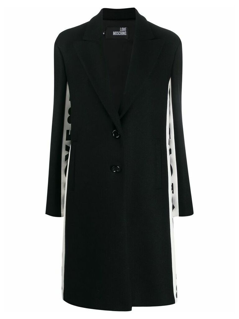 Love Moschino side-stripe logo print coat - Black