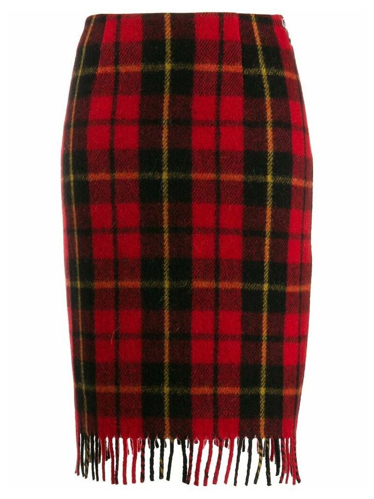 Marine Serre fitted tartan skirt - Red