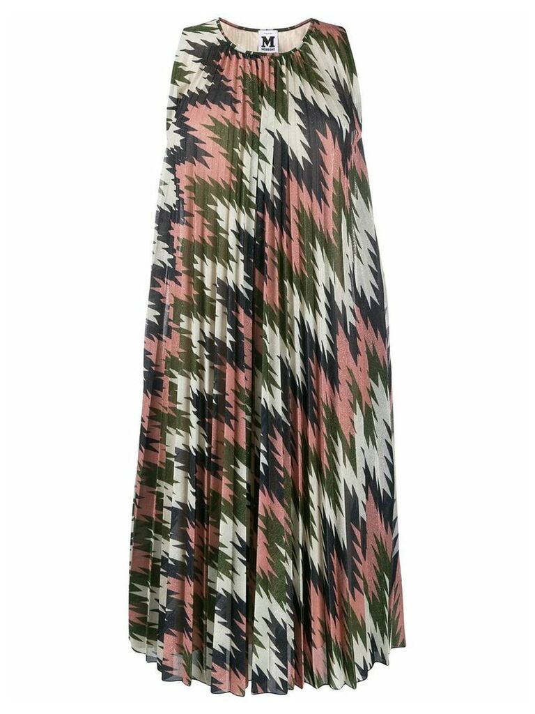 M Missoni geometric print pleated dress - PINK