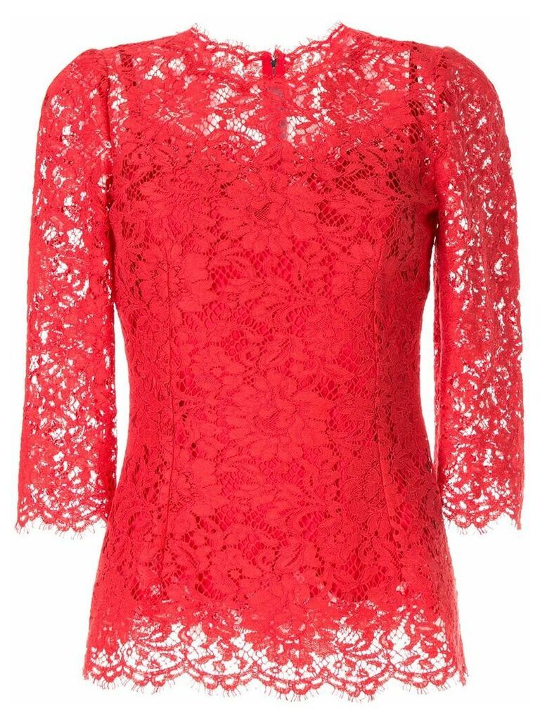 Dolce & Gabbana lace pattern scalloped blouse - Red