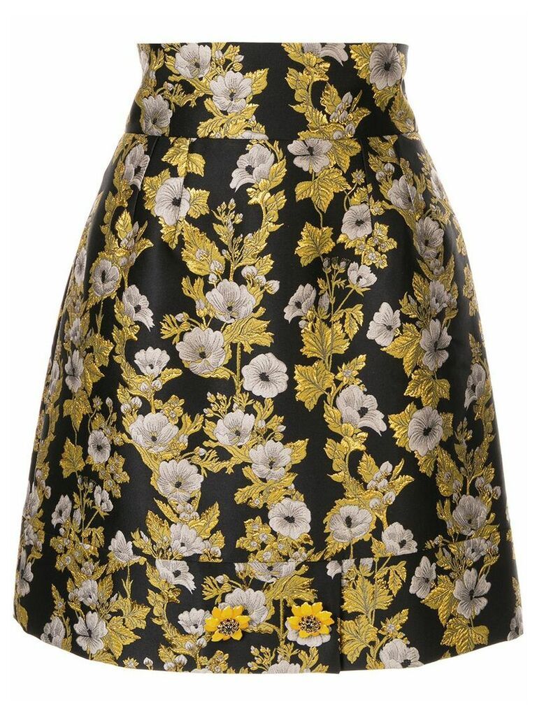 Dolce & Gabbana floral patterned high-waisted skirt - Black