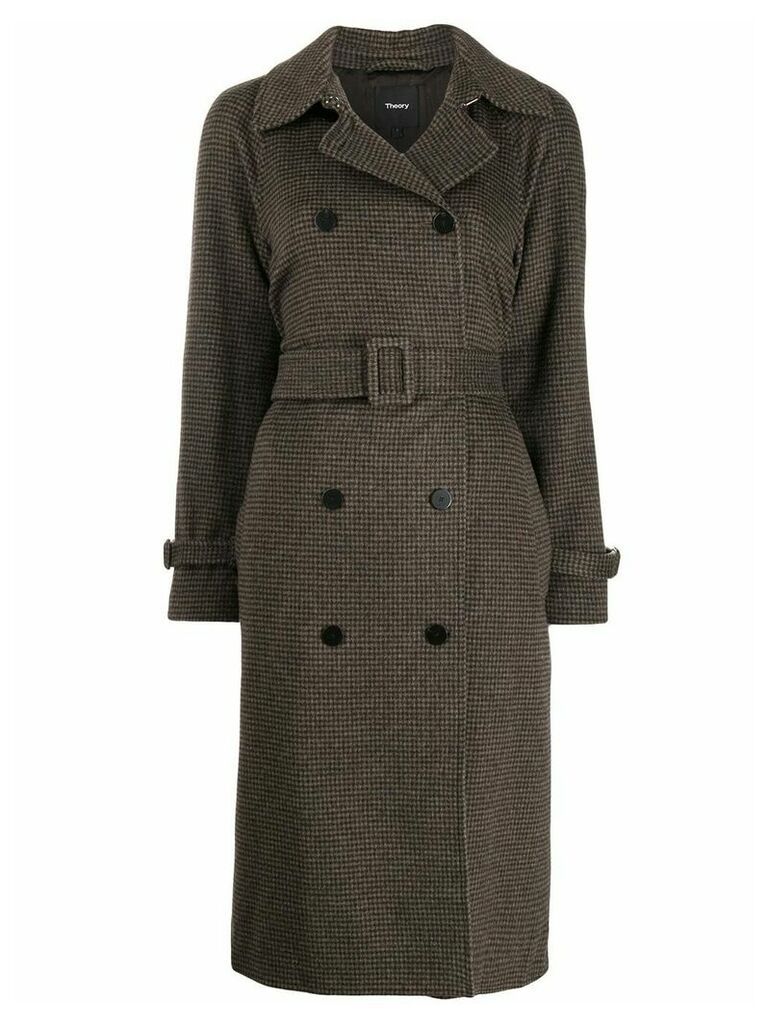Theory belted double-breasted coat - Brown