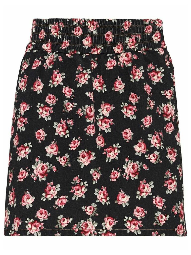 Miu Miu rose-print skirt - Black