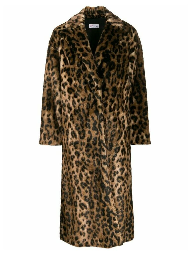 RedValentino RED(V) leopard print open front coat - Brown