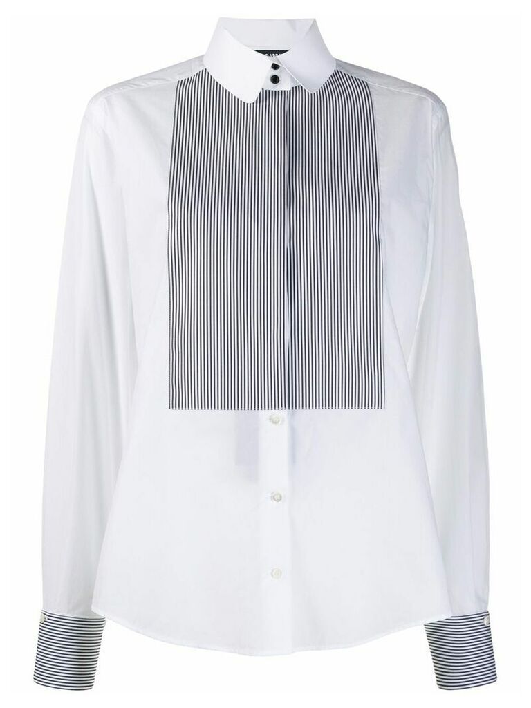Dolce & Gabbana striped bib long sleeve shirt - White