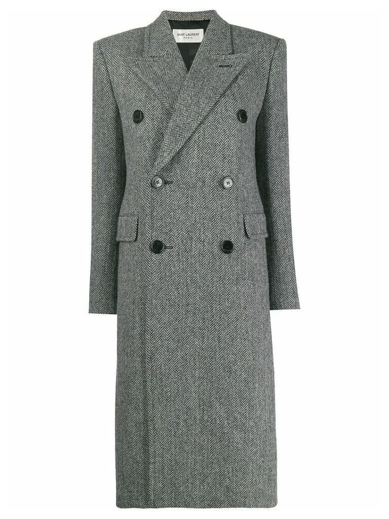 Saint Laurent chevron double-breasted coat - Grey