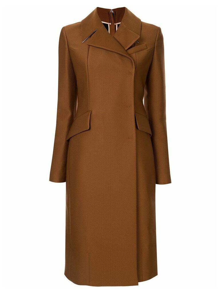 Nº21 slim-fit zipped back coat - Brown