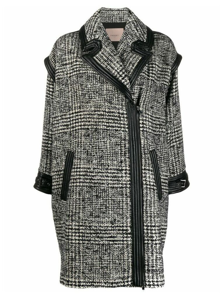 Twin-Set check pattern coat - Black