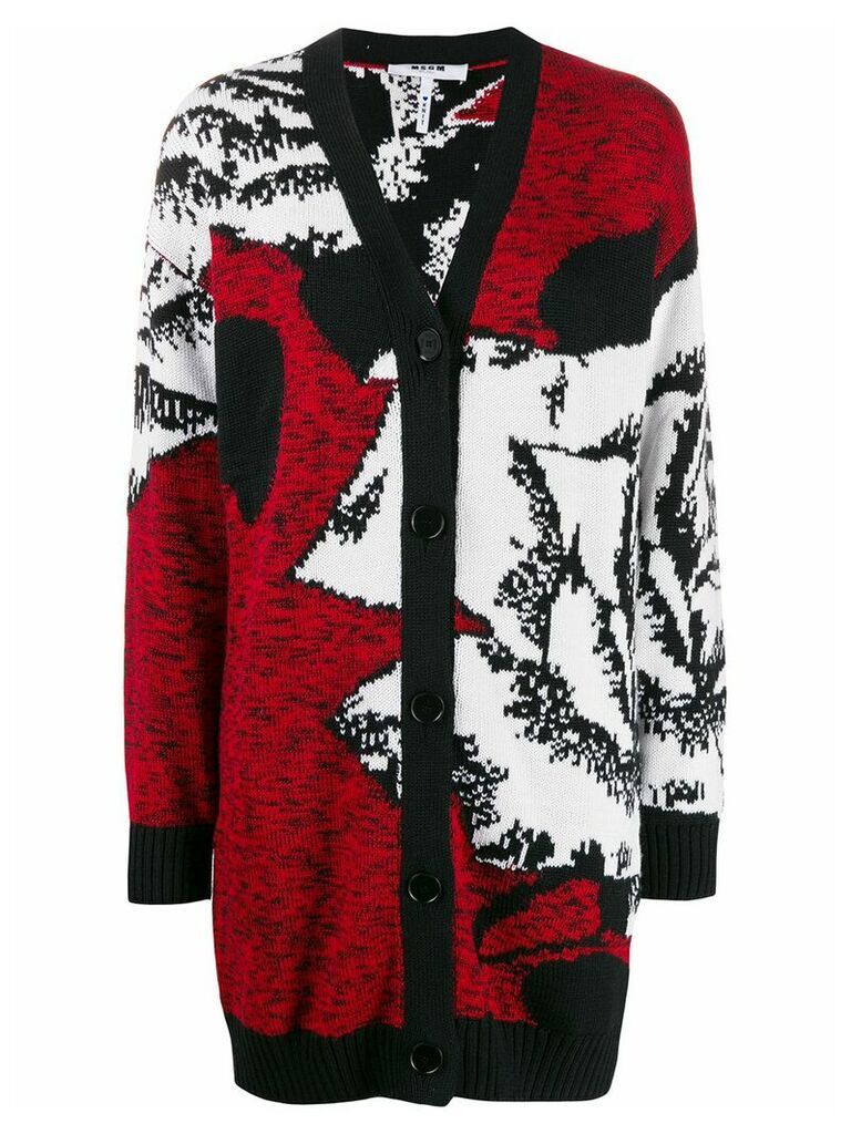 MSGM oversized abstract-pattern cardigan - Red
