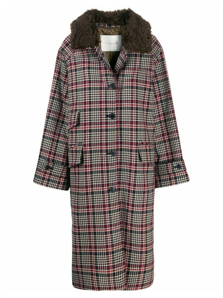 Mackintosh Forfar checkered long coat - Brown