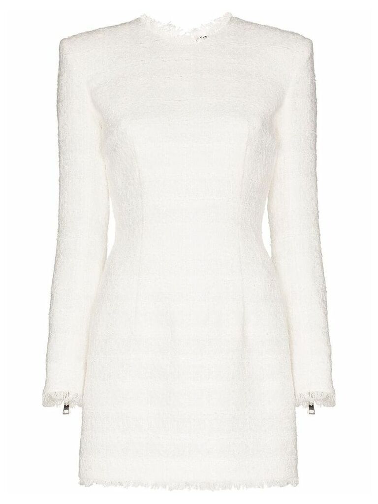 Balmain bouclé tweed mini dress - White
