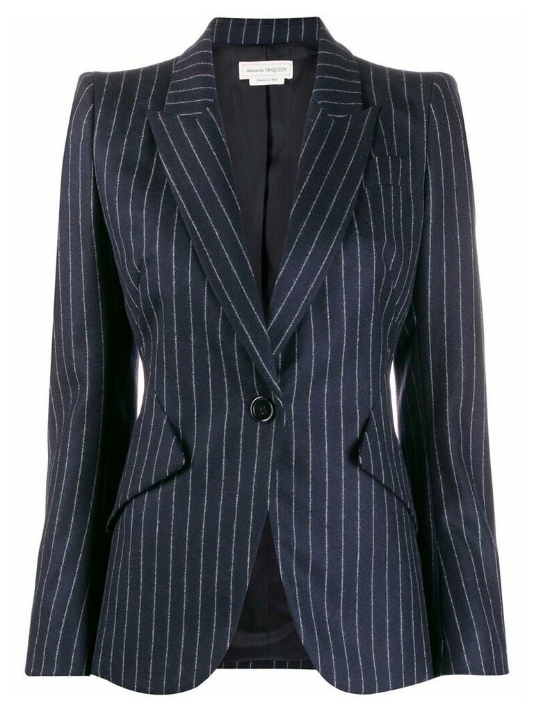 Alexander McQueen fitted pinstripe blazer - Blue