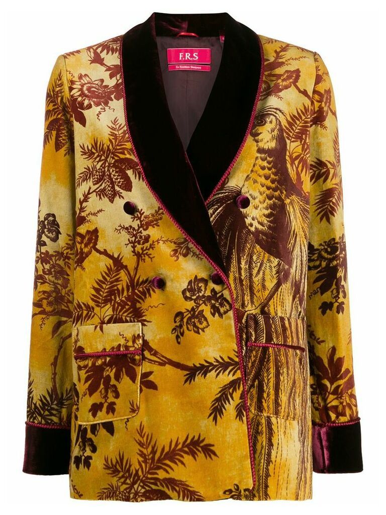 F.R.S For Restless Sleepers foliage patterned textured blazer - Yellow