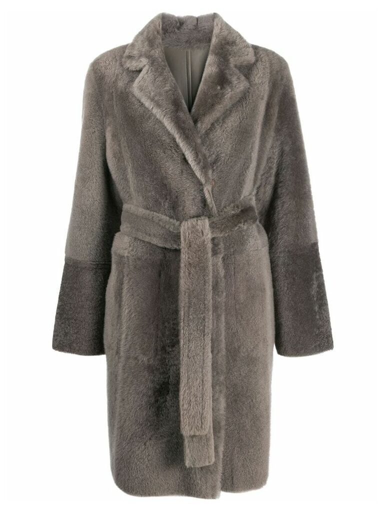Yves Salomon mid-length textured coat - Grey