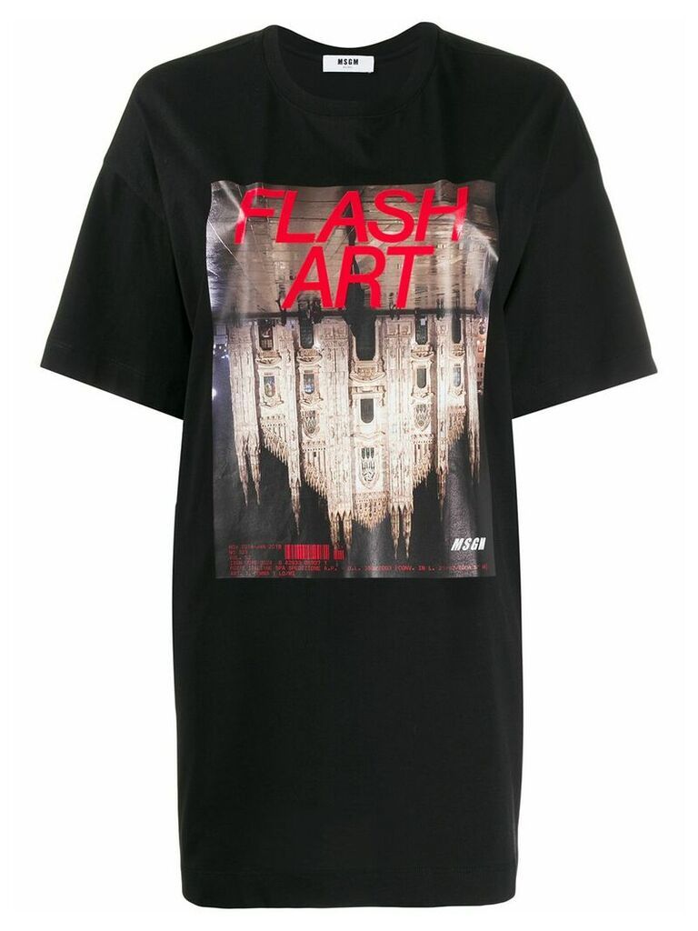 MSGM Flash Art T-shirt dress - Black