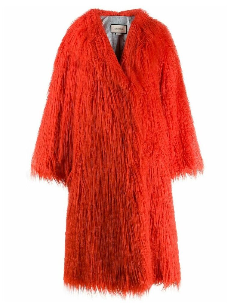 Gucci faux fur shaggy coat - ORANGE