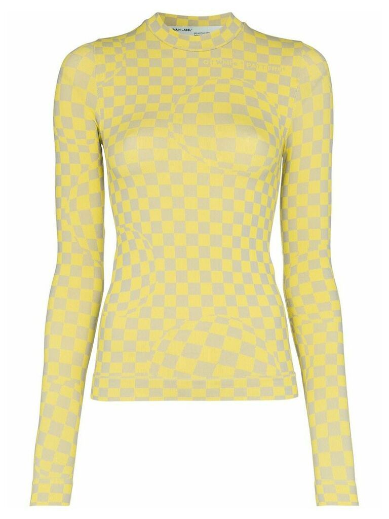 Off-White checkerboard print top - Yellow