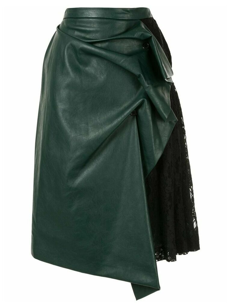 pushBUTTON lace-panel asymmetric skirt - GN