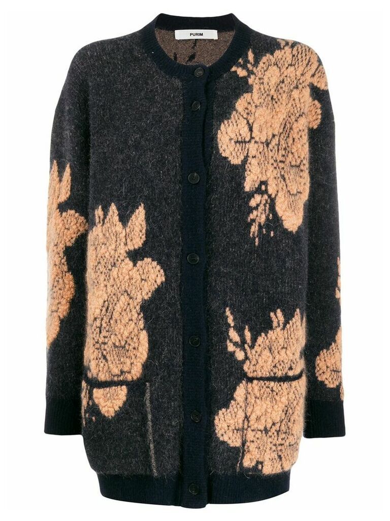 Roberto Collina floral embroidered cardigan - Blue