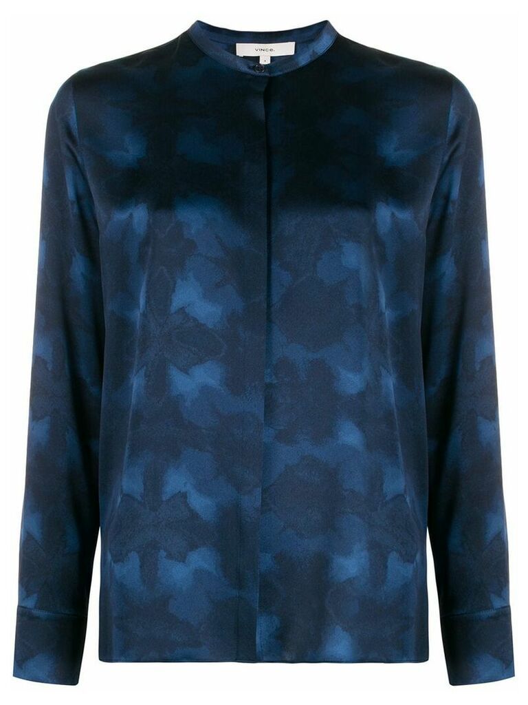 Vince abstract-print silk blouse - Blue