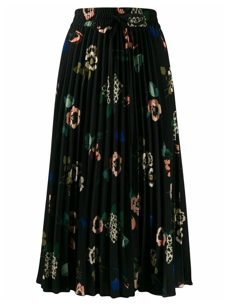 RedValentino floral-print pleated skirt - Black