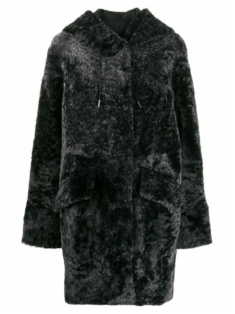 Drome shearling drawstring coat - Black
