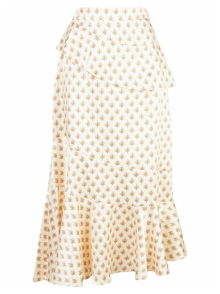 Alexa Chung Ossie tiered floral skirt - White